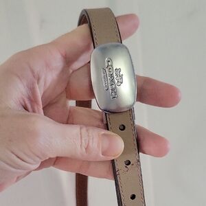 Coach Tan Leather Belt with Silver Buckle